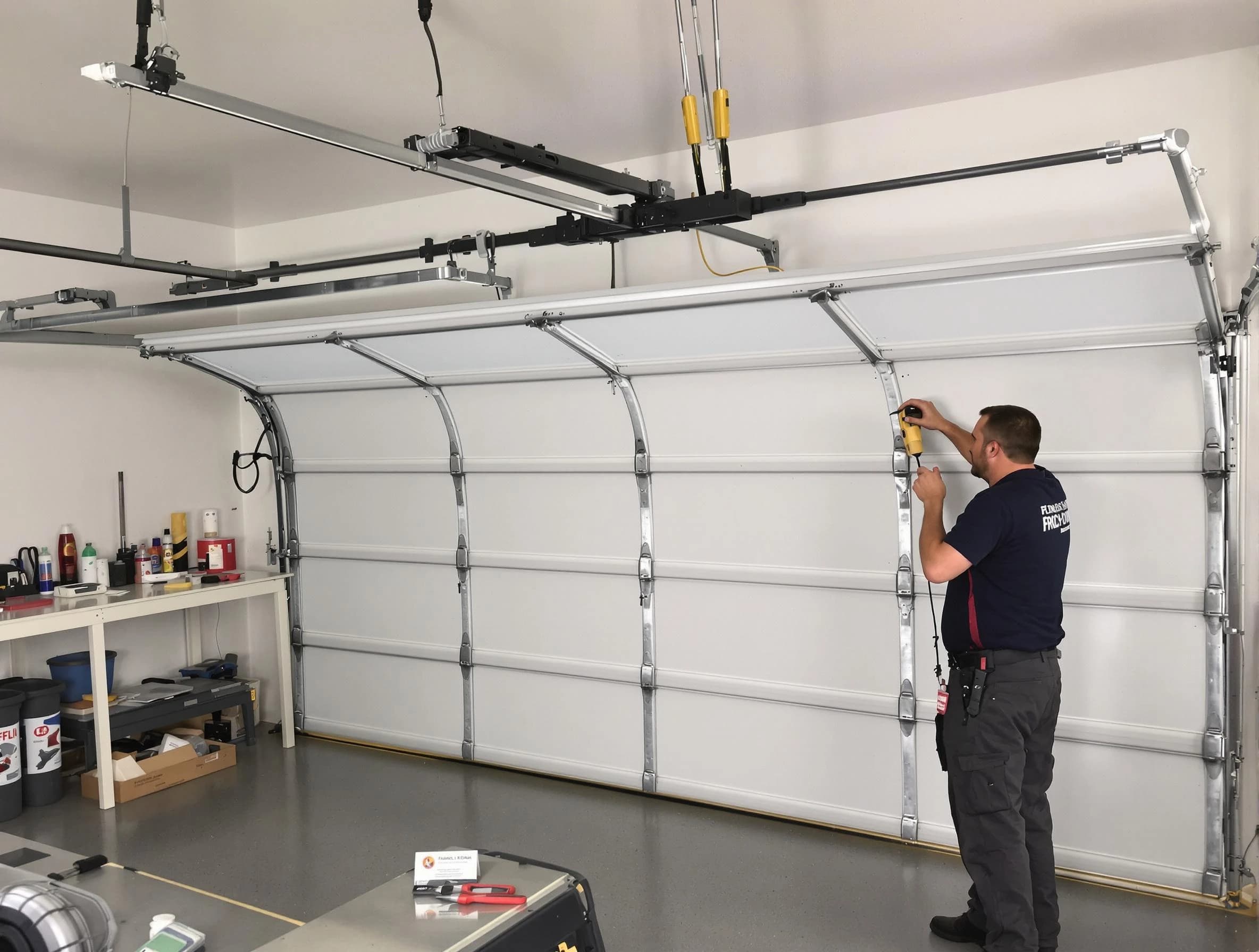Kingfisher Garage Door Repair certified technician performing overhead door system repair in Kingfisher